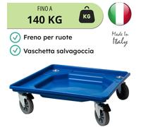 Carrello 4 Ruote con Freni Vasca per Cestelli Lavastoviglie Industriale 50×50 cm