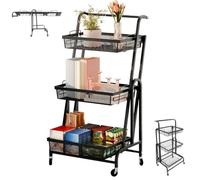 Carrello a 3 livelli, organizer regolabile in metallo con ruote per cucina, ufficio, bagno, espositore mobile per snack