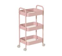 Carrello a 3 ripiani in metallo con ruote, soluzione multiuso per cucina, bagno, ufficio, soggiorno e balcone, facile da montare, include maniglie e cesti portaoggetti (colore 1)