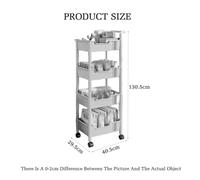 Carrello a 4 ripiani con rotelle e maniglie, scaffale for riporre gli oggetti domestici, scaffale for riporre il soggiorno e la cucina, scaffale for riporre gli oggetti a strati, scaffale aperto, adat
