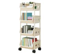Carrello a 4 ripiani, in plastica leggera, con ruote bloccabili, per cucina, bagno e ufficio, versatile, bianco, 26,9 cm di profondità x 33 cm di larghezza x 105,9 cm di altezza