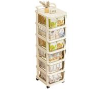 Carrello a 6 ripiani per cucina, bagno, soggiorno e ufficio, versatile con ruote, design semplice a fila, perfetto per fai da te e casa