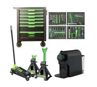 CARRELLO A 7 CASSETTI - VERDE + 50818 MARTINETTO IDRAULICO A CARRELLO 3,5T + 537