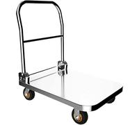 Carrello a base piatta resistente, carrello in acciaio inox su ruote, carrello con piattaforma mobile per un facile spostamento del carico, ideale per ufficio e uso domestico