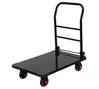Carrello a mano a base piatta resistente, carrello con piattaforma in acciaio con ruote girevoli a 360°, design pieghevole e maniglia per un facile trasporto di bagagli e casa, carrello con ruote da