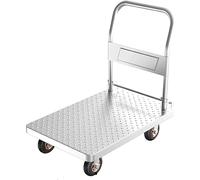 Carrello a mano a pianale in acciaio resistente con manico pieghevole in metallo, carrello ad alta capacità di carico per magazzini, scantinati e altro (modello Ty3)