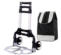 Carrello a mano e sacco pieghevole resistente, capacità 70 kg, in alluminio leggero, per interni ed esterni, perfetto per viaggi e shopping, disponibile in blu e nero