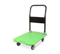 Carrello a Mano Pieghevole con Piattaforma, in Metallo e plastica, Verde, 90x61 cm, Portata 300 kg, 4 Ruote piroettanti