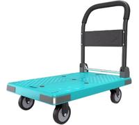 Carrello a mano pieghevole resistente, con piattaforma compatta, con ruote girevoli per un facile spostamento, carrello piatto portatile per ufficio e uso domestico (blu, piccolo)