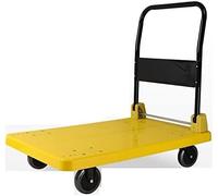 Carrello a pianale in acciaio resistente, carrello pieghevole con piattaforma in plastica e maniglia in metallo su ruote per un facile trasporto e carico