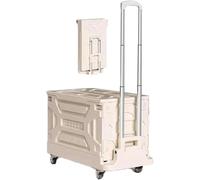 Carrello a pianale portatile Carrello a pianale trainato a mano Carrello a pianale Carrello mobile Carrello pieghevole silenzioso(Beige,XL)