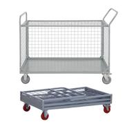Carrello a piattaforma con gabbia,carrello a pianale per carichi pesanti,carrello a spinta pieghevole multiuso con ruote,capacità di carico di 900kg,per supermercati,lavanderia(120x70x90cm)