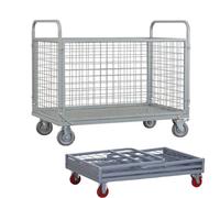Carrello a piattaforma con gabbia,carrello a pianale per carichi pesanti,carrello a spinta pieghevole multiuso con ruote,capacità di carico di 900kg,per supermercati,lavanderia(100x60x85cm)