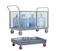 Carrello a piattaforma con gabbia, carrello a spinta pieghevole multifunzionale, carrello a mano per carichi pesanti con capacità di 900 kg, per supermercati e magazzini(120x70x90cm)