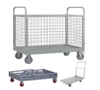 Carrello a piattaforma con gabbia, carrello a spinta pieghevole multifunzionale, carrello a mano per carichi pesanti con capacità di 900 kg, per supermercati e magazzini(100x60x85cm)