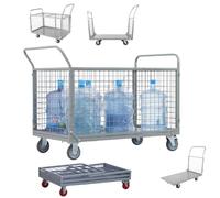 Carrello a piattaforma grande con gabbia, carrello a mano pieghevole per carichi pesanti,carrello a pianale multifunzionale in acciaio, per magazzini di dispense,supermercati(B120x70x90cm)