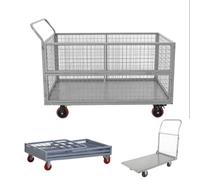 Carrello a piattaforma per carichi pesanti con gabbia,versione large in acciaio,carrello a spinta pieghevole multiuso con pianale,capacità di 1000 kg,per magazzini e stoccaggio(150x100x92cm)