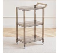 Carrello A Rotelle in Acrilico,Carrello da Bar in Acrilico A 3 Livelli con Maniglia E 4 Ruote per Cucina,Soggiorno,Sala da Pranzo,Lavanderia,Carrello Multifunziona(Size:29.13'' H,Color:Grigio)