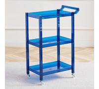 Carrello A Rotelle In Acrilico,Carrello da Bar In Acrilico A 3 Livelli con Maniglia E 4 Ruote per Cucina,Soggiorno,Sala da Pranzo,Lavanderia,Carrello Multifunziona(Size:29.13'' H,Color:Blue)