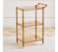 Carrello A Rotelle In Acrilico,Carrello da Bar In Acrilico A 3 Livelli con Maniglia E 4 Ruote per Cucina,Soggiorno,Sala da Pranzo,Lavanderia,Carrello Multifunziona(Size:29.13'' H,Color:Marrone chiaro)