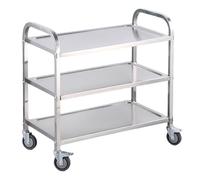 Carrello a rotolamento di laboratorio, auto in acciaio inossidabile a 3 piani, carrello da portata con ruote girevoli, utilità dentale per clinica, laboratorio, ospedale, salone 3-layer 75*40*82cm