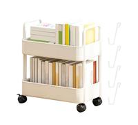Carrello A Rotolamento Di Libreria - Archiviazione Mobile A 2 Livelli, Utilità Mobile Con Ruote, Tutto L'organizzatore In Metallo, Porta Di Stoccaggio Dei Libri Per Pavimenti, Snack E Scaffali Di Gioc