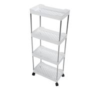 Carrello a Rotolamento in Metallo in Metallo a 4 Livelli Carrello per il Bagno di Organizzazione Acciaio Inossidabile PP per l'utilizzo dello Spazio (WHITE)