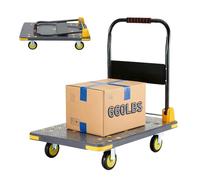 Carrello a spinta - Carrello pieghevole resistente con piattaforma piatta con ruote girevoli a 360 gradi per trasloco in camion e rimorchi, capacità di carico 299,4 kg, nero grigio