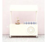 Carrello alimentare mobile con ruote, espositore mobile resistente, bancarella creativa in ferro con tettoia parasole e scatola di immagazzinaggio