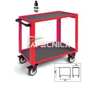 Carrello alta resistenza Beta CP51 R rosso 2 ripiani portautensili 750kg