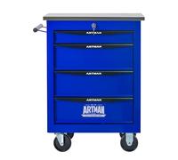 Carrello Attrezzi Mobile con 4 Cassetti,Acciaio,Multiuso con Ruote Girevoli e Freno,Cassetti con Scorrimento a Cuscinetti,Organizer per Garage,Officina e Laboratorio,Nero e Blu,52.4 x 33.0 x 65.6 cm