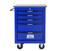 Carrello Attrezzi Mobile con 5 Cassetti,Acciaio,Multiuso con Ruote Girevoli e Freno,Cassetti con Scorrimento a Cuscinetti,Organizer per Garage,Officina e Laboratorio,Nero e Blu,52.4 x 33.0 x 65.6 cm