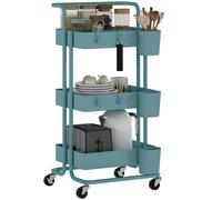 Carrello ausiliario con ruote Carrello portaoggetti multifunzionale con ganci e scatole sospese 42X38X86,5 cm