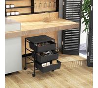 Carrello ausiliario Homcom con ruote con 3 cestelli 40,8X33,5X60,5 cm Nero