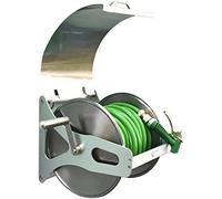 Carrello avvolgitubo Avvolgitubo for tubo dell'acqua da giardino con rack di stoccaggio for tubi del coperchio, supporto for tubi da parete/pavimento in acciaio inossidabile(Green,25m)