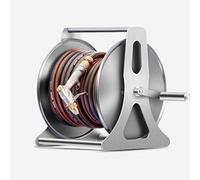 Carrello avvolgitubo Avvolgitubo for tubo dell'acqua montato a parete da giardino, rack di stoccaggio for tubi in acciaio inossidabile, set di tubi for autolavaggio(15m)