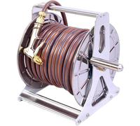 Carrello avvolgitubo Avvolgitubo in acciaio inossidabile, avvolgitubo in metallo da giardino for irrigazione di piante, pulizia del pavimento, lavaggio auto(Rack+30m Hose)