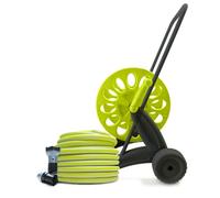 Carrello Avvolgitubo con 30 Metri Tubo Armadillo + Doccetta Multifunzione 6 Getti + 4 Raccordi Rapidi Inclusi | Irrigazione da Giardino Pronta all’Uso | Sandokan Made in Italy
