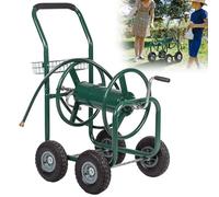 carrello avvolgitubo da giardino a spinta manuale, carrello per tubo resistente che può contenere 300 piedi di tubo da 5/8 pollici, carrello avvolgitubo per acqua da esterno per irrigazione di giardin