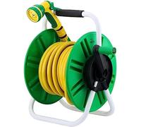 Carrello avvolgitubo da giardino con 10 m/15 m di stoccaggio per lavaggio e irrigazione auto, supporto per tubo resistente per una facile organizzazione del tubo da giardino