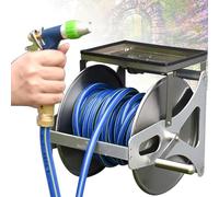 Carrello avvolgitubo da giardino con pistola ad acqua ad alta pressione, organizer compatto per esterni per pulizia e irrigazione