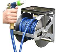 Carrello avvolgitubo da giardino con supporto per montaggio a parete e supporto per pistola ad acqua ad alta pressione, perfetto per l'irrigazione domestica e l'organizzazione dei tubi dell'acqua