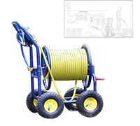Carrello avvolgitubo da giardino in metallo resistente, carrello a 4 ruote per paesaggio esterno, contiene 150 m di tubo da 1/2 pollici (senza tubi dell'acqua)
