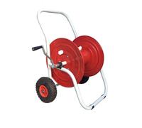 Carrello avvolgitubo in acciaio per 50 mt di tubo irrigazione attacco 1" e ruote