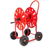 Carrello Avvolgitubo Manuale con Ruote 80 mt Tubo Ø3/4” in Acciaio Verniciato Rosso Agrati