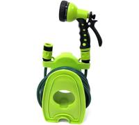 Carrello Avvolgitubo Manuale con Tubo in PVC da 10 mt Incluso Balcony Mini con Pistola a 7 Funzioni Verde