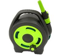 Carrello Avvolgitubo Manuale con Tubo in PVC da 11,5 mt + Allaccio 1,5 mt Incluso Balcony Midy con Lancia Connettori e Adattatori Verde