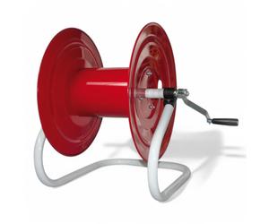 Carrello avvolgitubo per irrorazione a slitta in acciaio completa di raccordi