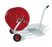 Carrello avvolgitubo per irrorazione con pianetto porta pompa in acciaio
