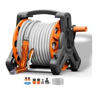 Carrello avvolgitubo per prato e giardino, supporto portatile per acqua con rack di stoccaggio a parete, capacità del tubo 30 m, strumenti di irrigazione facili da usare